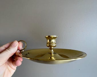 Baldwin Solid Brass Candle Stick Holder, Chamber Stick.