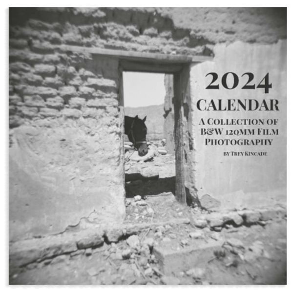 2024 Wall Calendar - A Collection of Black & White 120mm Film Photography by Trey Kincade 6"x6"
