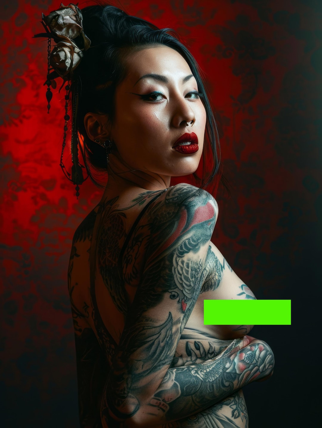 Stunning Portraits of Japanese Asian Modern Inked Women. Tattooed Woman