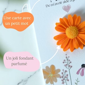 Cadeau Fin d'annee pour Maîtresse - Carte Merci & Fondant parfumé Fleur de Frangipanier - Mes Petites Lueurs