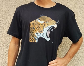 Customized Tshirt for Men, Leopard Tshirt, Animal Tee, Organic Cotton Top