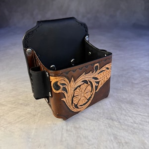 Custom Shell Holder (Brown and Tan Tooled Flower)