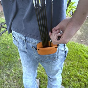 Pocket Quiver, arrow holder, small quiver, archery accessories, archery, quiver, back pocket quiver, belt hung quiver, minimalist quiver