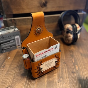 Customizable Shell Holster, shotgun shell, trap accessories, skeet, sporting clays, shooting accessories, leather shell holder, shooting