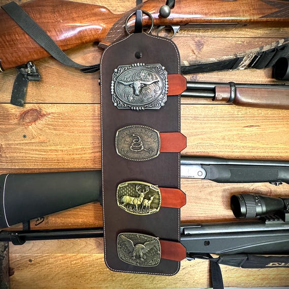 Leather Belt Buckle Display, Western Cowboy Trophy Buckle  display picture 3