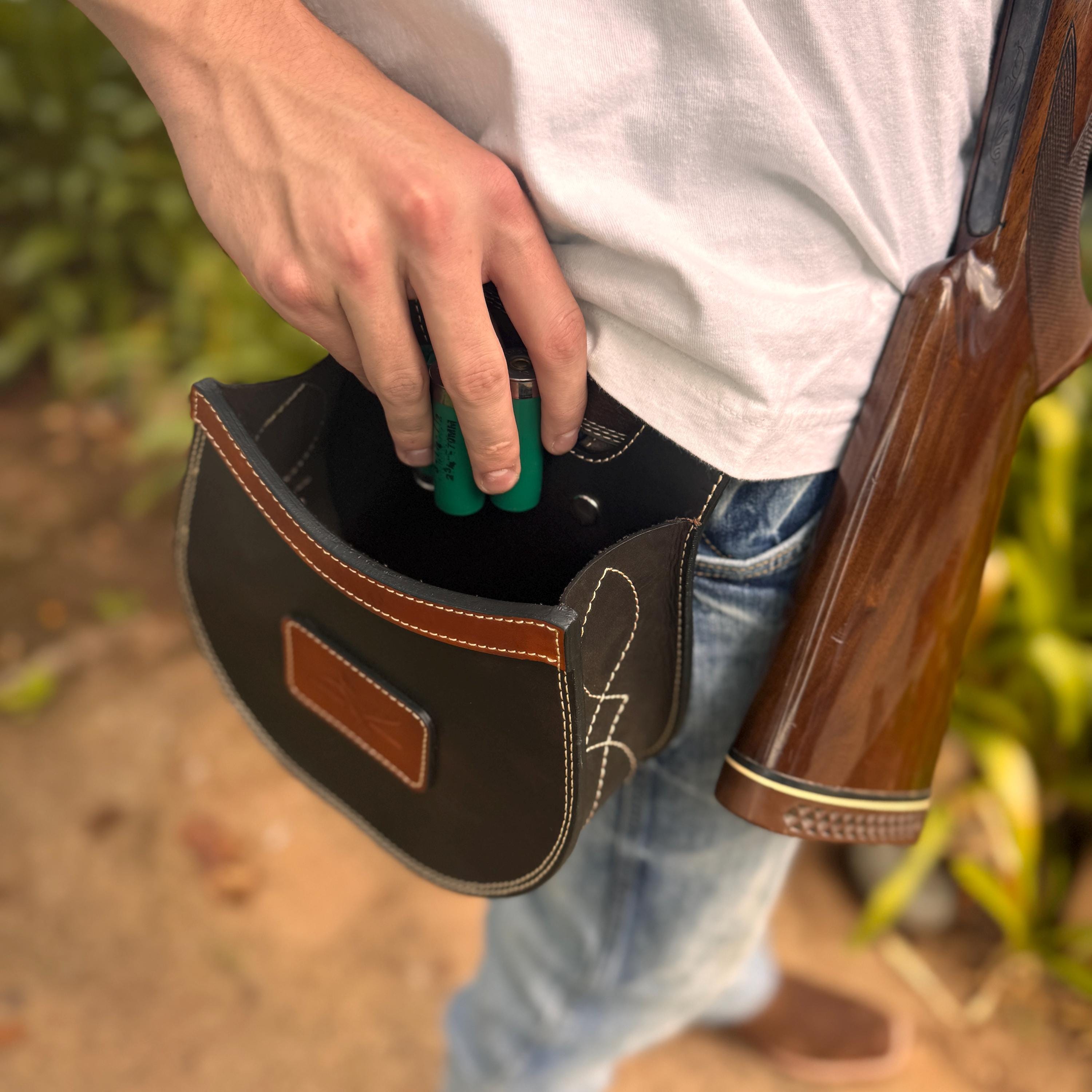 Sporting Clays Leather Shotgun Shell Holder Belt Sporting Clays Pouch