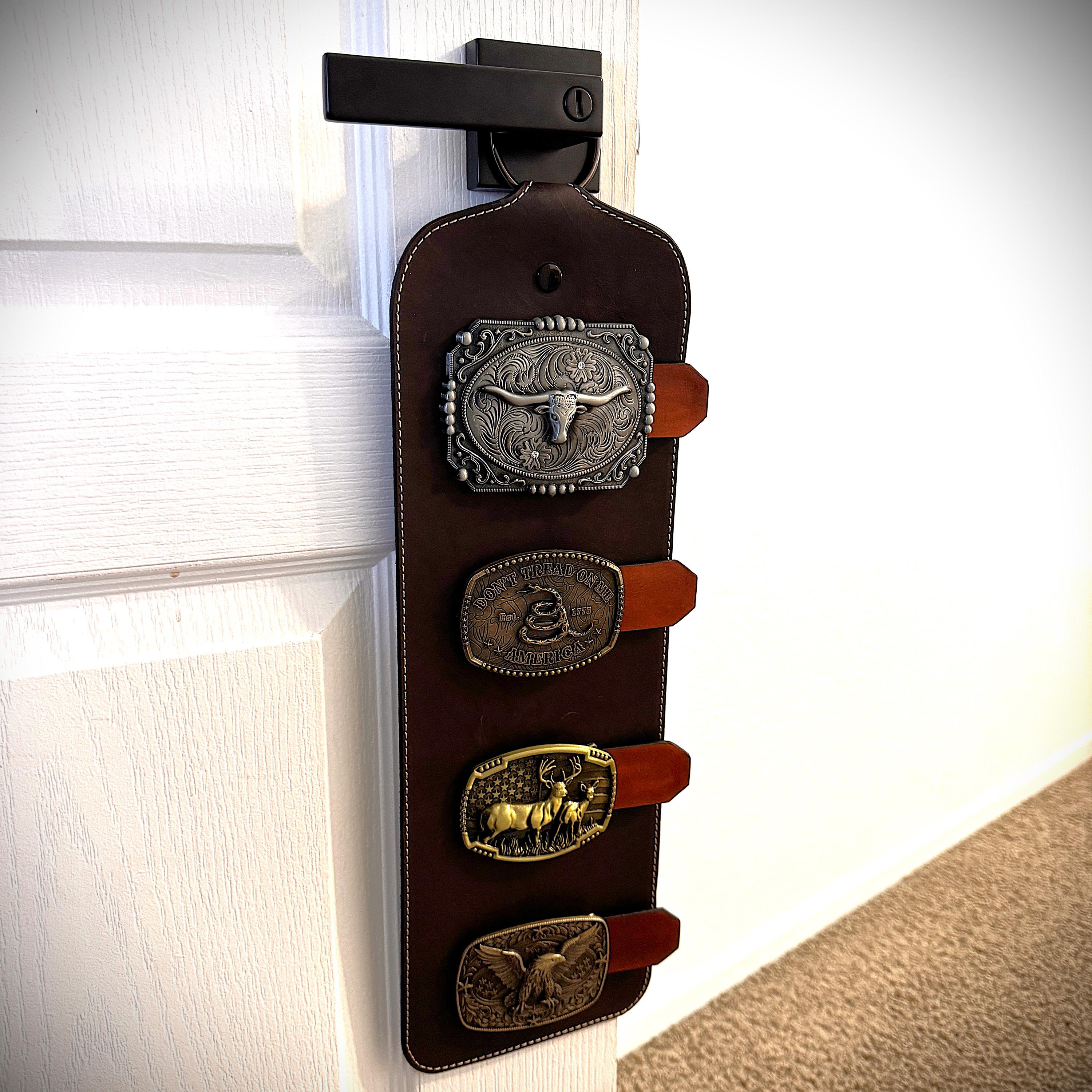 Leather Belt Buckle Display, Western Cowboy Trophy Buckle 