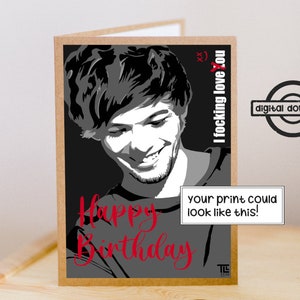 Geburtstagskarte - Louis Tomlinson Fanart, sofortiger digitaler Download, Glaube an die Zukunft, 1D