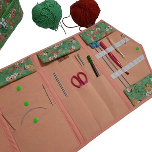 Sewing Pattern Knitting Needle Case, Needle Case, Canvas Needle Case, Knitters Organizer