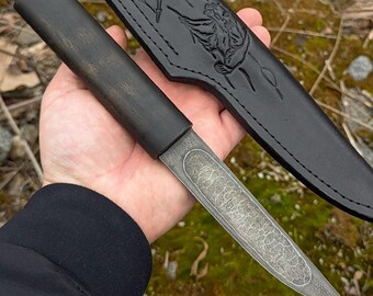 Cuchillo Yakut hecho a mano (ACERO ЕА115М), Cuchillo forjado para caza y pesca, #613