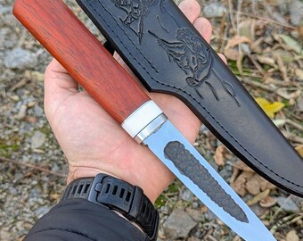 Yakut handmade knife (STEEL X12F1), Forged knife for hunting and fishing #536