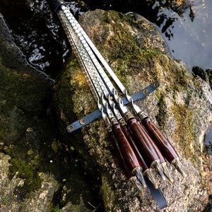 A set of handmade skewers &quot;Pikes&quot; in a skewer | Set of forged barbecue skewers | Stainless steel skewers, a gift for him