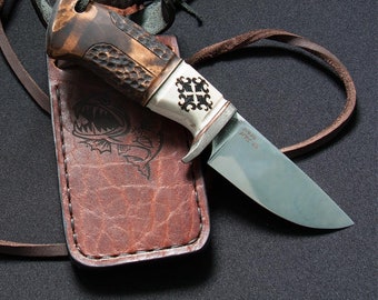 Exclusive handmade knife "Piranha" made of N690 steel, a gift for him, neck knife