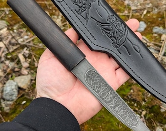 Cuchillo artesanal yakuto (ACERO EA115M), cuchillo forjado para caza y pesca, n.° 615