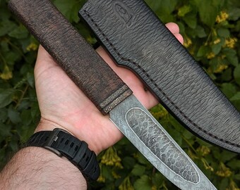 Cuchillo Yakut hecho a mano (ACERO ЕА115М), Cuchillo forjado para caza y pesca, #670