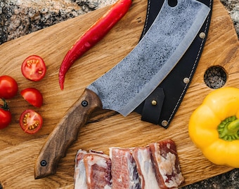 Kitchen hatchet with a puller, Meat cleaver, Kitchen knife - axe, Serbian hatchet