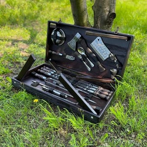 Set of skewers 42 items Tour 2.0 light in a wooden case | Set of forged barbecue skewers