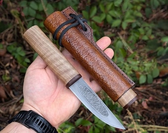Cuchillo Yakut hecho a mano, cuchillo forjado para caza y pesca (ACERO ЕА115М) #487