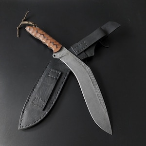 Handmade forged kukri "Fang-4" with solid blade (0.3in)  | gift for him | Hunting knife, machete