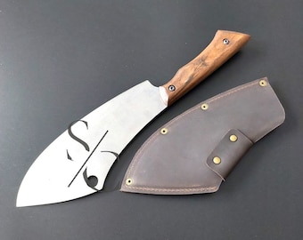 Kitchen chef&#39;s knife “Clover” made of steel x12mf), large chef&#39;s knife, Serbian