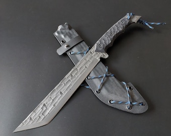 Un gran cuchillo machete con hoja sólida "Daring" / regalo para él / Cuchillo de caza, kukri