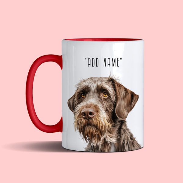 German Wirehaired Pointer Dog Personalised Mug in 9 Colour Variants (All Breeds, Mixed Breeds and Coat Variations Available On Request)