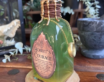 MADE TO ORDER | Hobbit’s Courage Decorative Potion | Green to Gold Colour Changing Prop | Lord of the Rings Inspired, Frodo One Ring