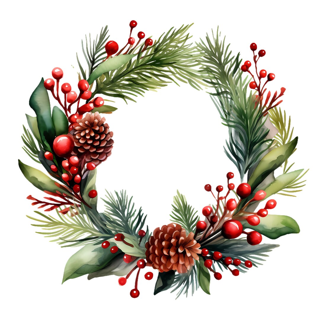Weihnachten Clipart Weihnachten Kranz Clipart Weihnachten Etsy.de