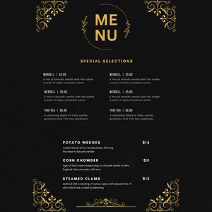W pełni edytowalny szablon specjalnego menu wyboru — MS Word | InDesign | Gotowy do druku