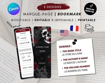 CUSTOMIZABLE BOOKMARK - Dark Romance / Spicy Smut | 3 Models to modify and Print | Inspired by the book "Haunting Adeline"