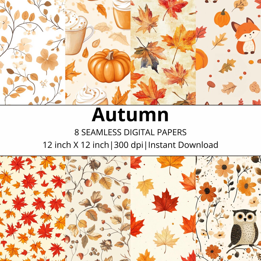 Autumn Digital Paper for Printable Fall Projects, Scrapbook Pages ...