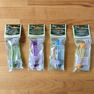 CLOVER CHIBI Tapestry Darning Needle - blunt tip sets - orange 3121, green 339, blue 340, purple 3168, weave, crochet, knit, bent, straight
