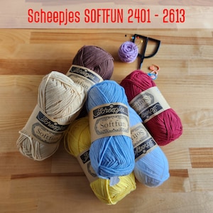 Scheepjes SOFTFUN 2401 - 2613 : 50g 140m, #3 DK Light Worsted Cotton Acrylic Blend Yarn, Doll,  Amigurumi, Crochet, Knit, Crafts, Blanket