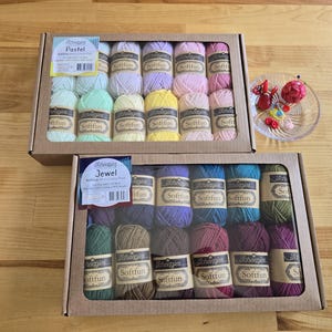 Zestaw kolorów – Scheepjes SOFTFUN Minis 12 sztuk po 20 g, #3 DK lekka włóczka bawełniano-akrylowa, do wyrobu lalek, amigurumi