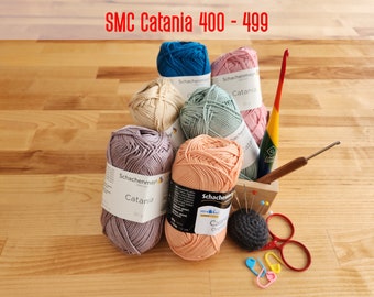 Schachenmayr SMC CATANIA: code 400 - 499, 50g/125m/130y, #2 Sport,  Mercerized Solid 100% Cotton Yarn, Doll Making, Amigurumi, Crochet, Knit