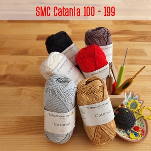 Schachenmayr SMC CATANIA: code 100  -199, 50g/125m/130y, #2 Sport, Mercerized Solid Cotton Yarn,  Doll Making, Amigurumi yarn, Crochet, Knit