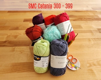 Schachenmayr SMC CATANIA: code 300 - 399, 50g/125m/130y, #2 Sport,  Mercerized Solid 100% Cotton Yarn, Doll Making, Amigurumi, Crochet, Knit