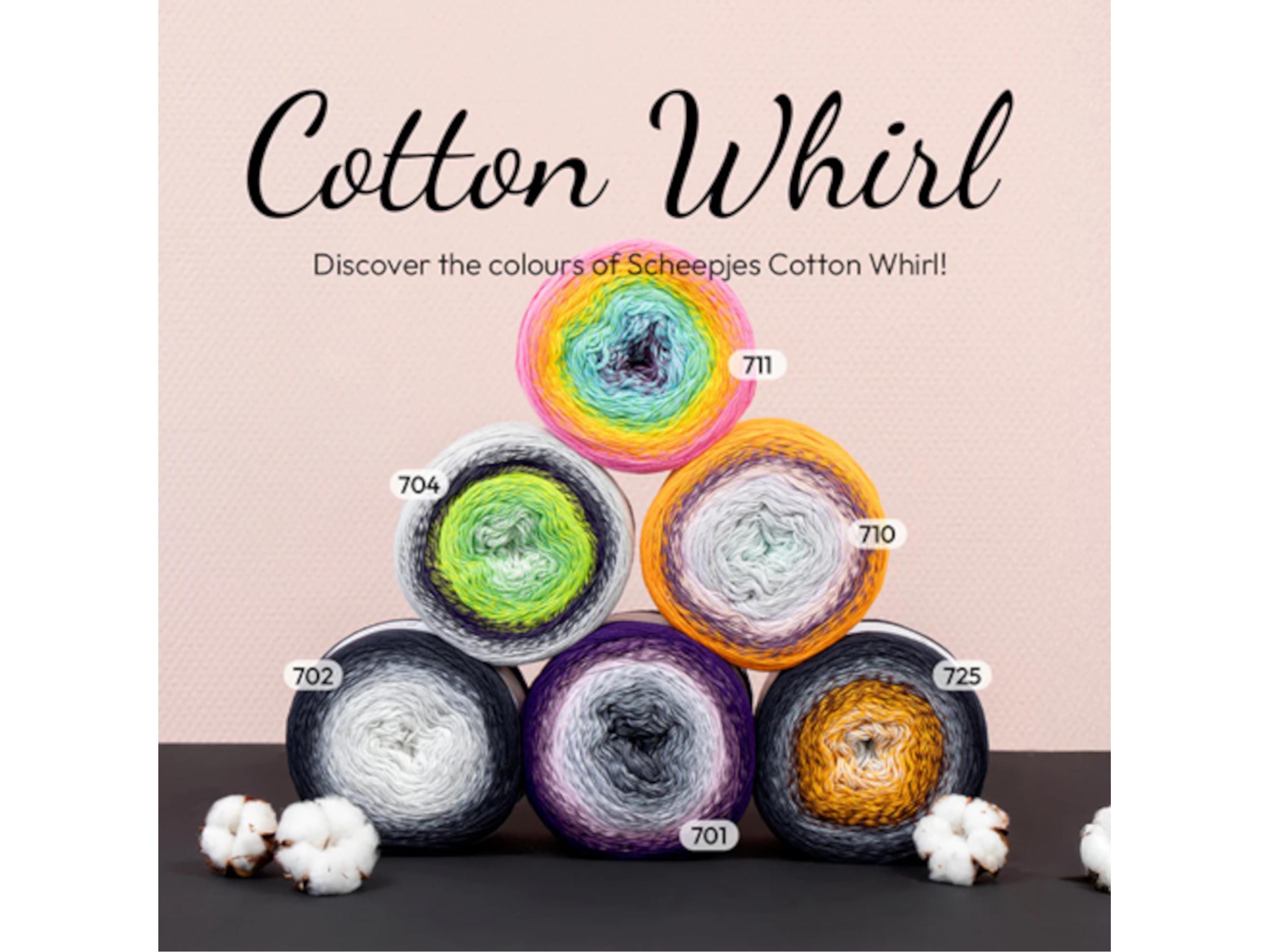 Scheepjes COTTON WHIRL ORGANIC - 1000 meters, All 15 colours, #1 Fingering, gradient colourways cake, change, shawl, scrafs, eco, recycled