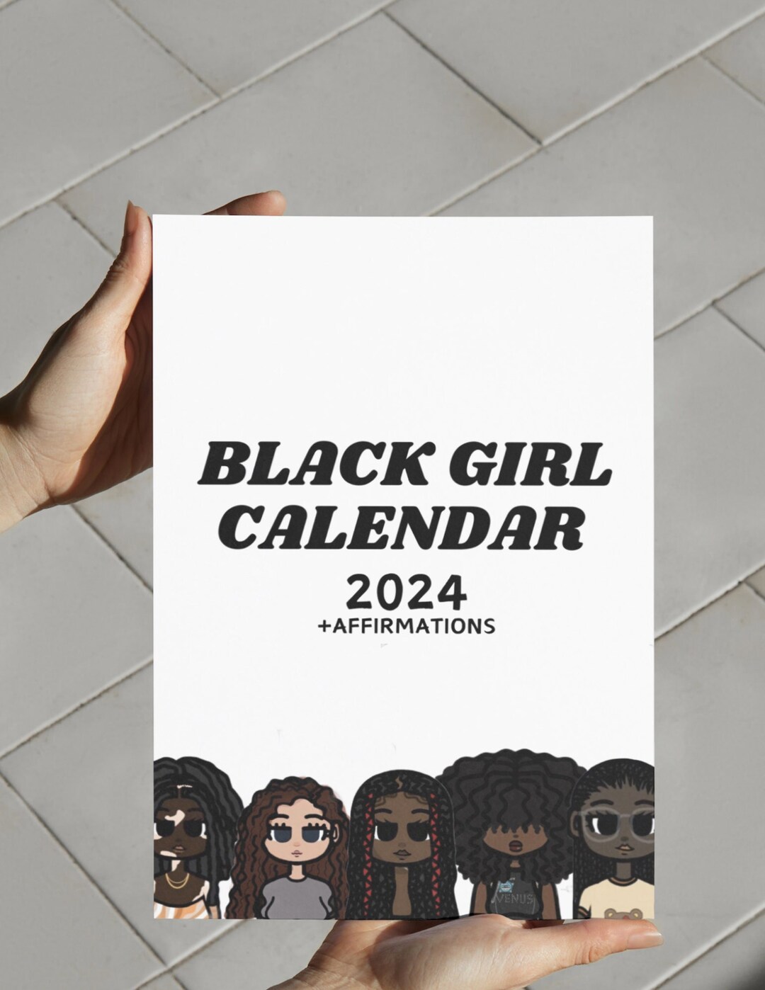 2024 Black Girl Calendar affirmations, Planner, Monthly Goals Etsy UK