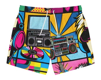 1980s Pop Art Style Shorts: A Blast from the Past, Painted on Your Pants! - Swim Trunks