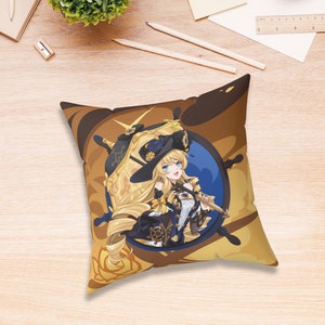 Navia Square Pillow - Limited Edition Genshin Fan Made Throw - Great Gift For Gamers