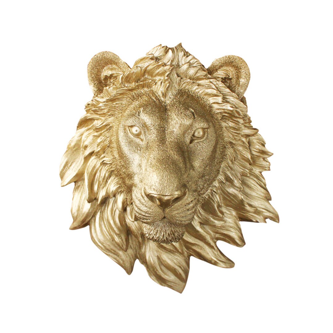 Mini Gold Lion Wall Mount Faux Lion Head Mounted Fauxidermy Etsy