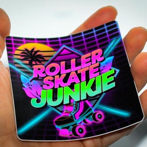 Retro Roller Skate Junkie Vinyl Sticker - Waterproof Skater Decal