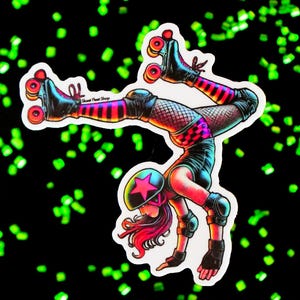 Skate Dance | Dynamic Roller Skater Art Sticker | Vinyl Skating Decal | Waterproof & Durable