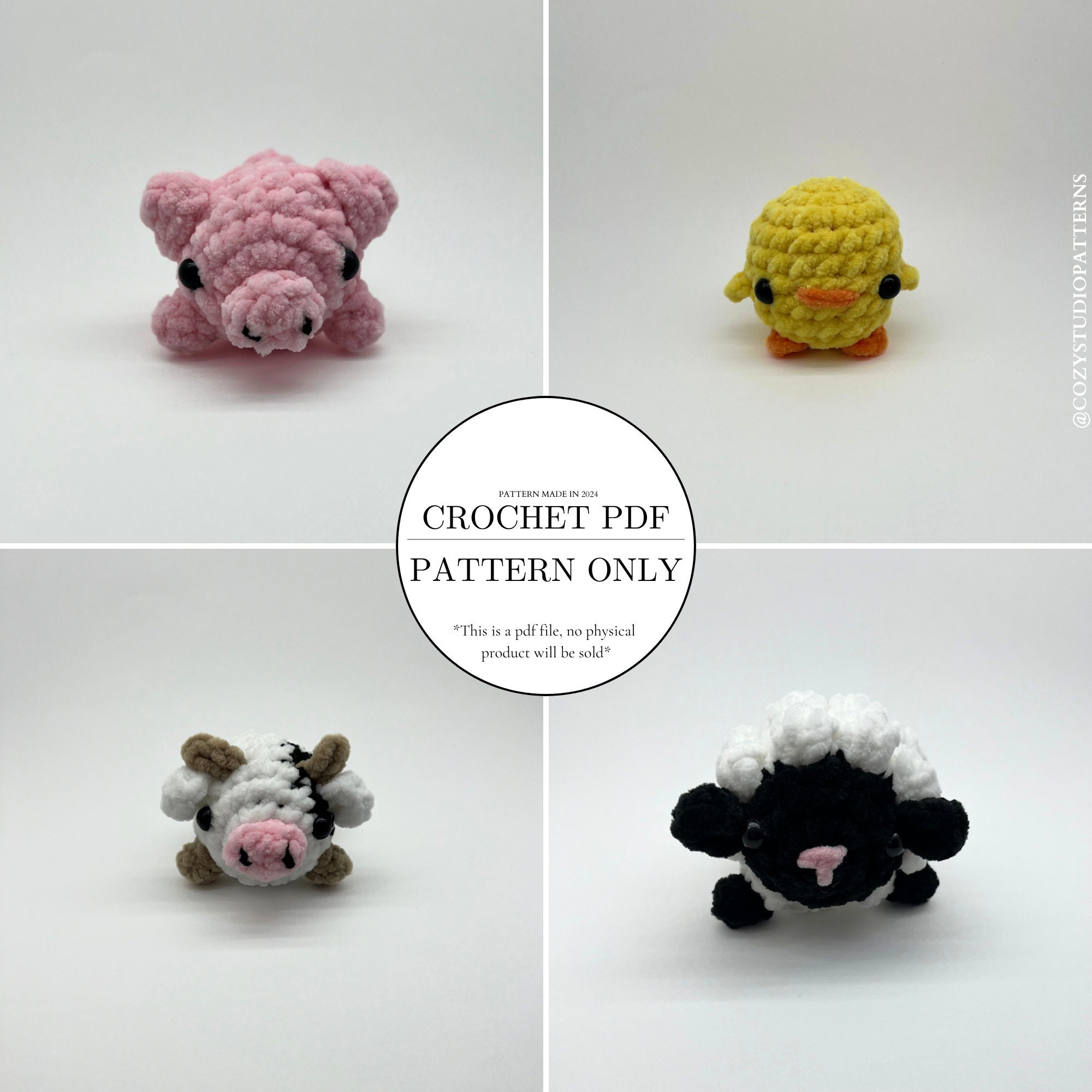 Pattern Bundle- Crochet Farm Animals Chubbies Pattern Pack | Crochet ...