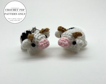 Pattern- Crochet cow keychain pattern | Crochet farm animal pattern