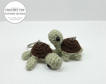 Pattern pack- 2 in 1 Crochet turtle keychain pattern | Crochet sea turtle | Crochet turtle