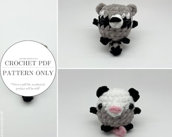 Pattern bundle- Crochet garbage pals chubbies pattern pack | Crochet raccoon | Crochet opossum