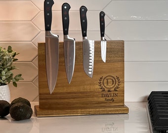 Magnetic Knife Holder Perfect For Father's Day Gift, Birthday Gift Or Any Occasion - Engraved Knife Stand