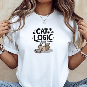 Cat logic unisex tee funny cat shirt cat lover gift for cat parents short sleeve t-shirt cat in box design cat mom gift cat dad shirt